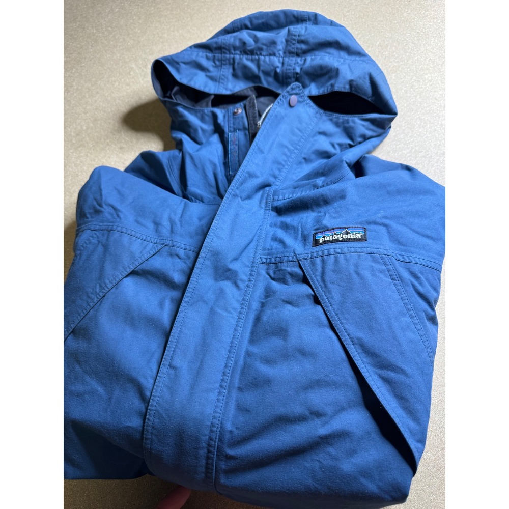 Patagonia Mens Mountain Parka Jacket Blue Hooded Nylon Mesh Lined M